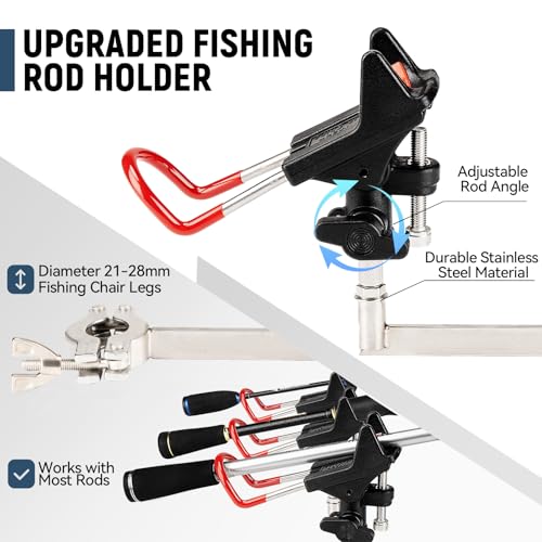 Fishing Chair with Upgraded 360° Adjustable Rod Holder (Black&blue)