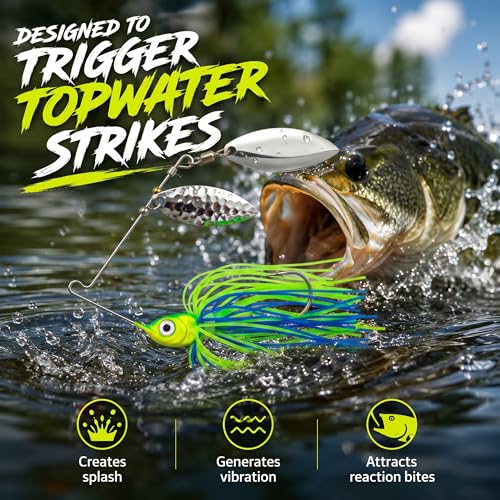 Fishing Spinner Lures (multi color 5pk(pnk,yellow,green, blue, red))