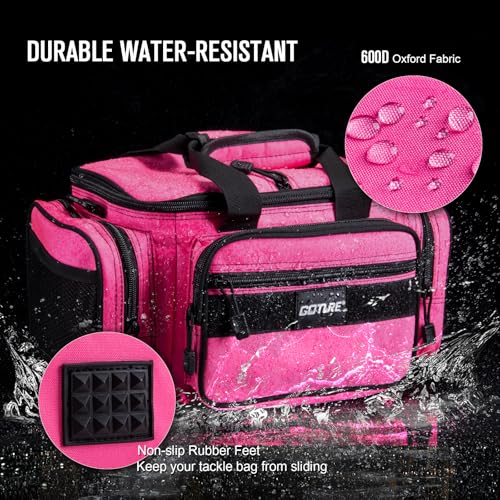 Fishing Tackle Bag with 3 3600 Tackle Boxes (A:Pink with 3 Tackle Boxes / X-Small)