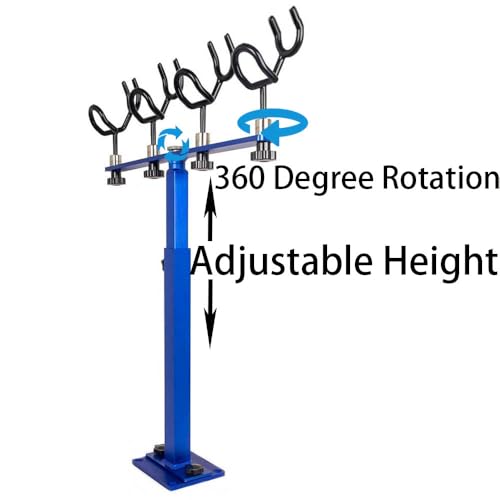 360 Degree Rotation & Adjustable Height Fishing Rod Holder with 4 Head (Blue)