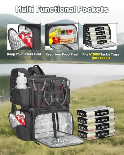 Fishing Backpack with 4 Tackle Boxes