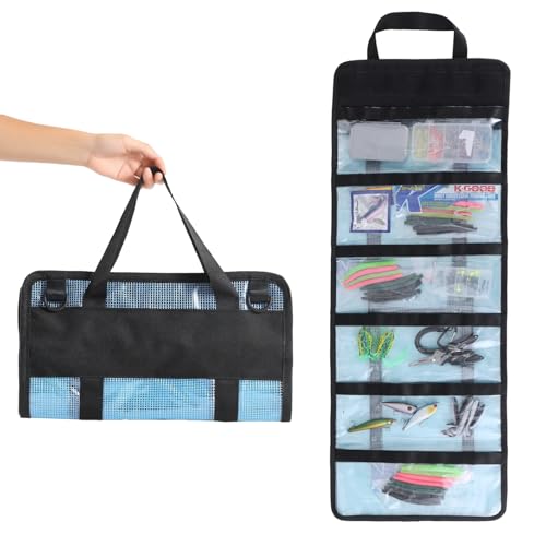 Fishing Lure Stroage Bag Covenient 6 Pocket Large Capacity PVC Heavy Duty Protective Cover Durable Fishing Bag for all Fishing Bait Trolling Fishing Lure Wraps Box for Saltwater