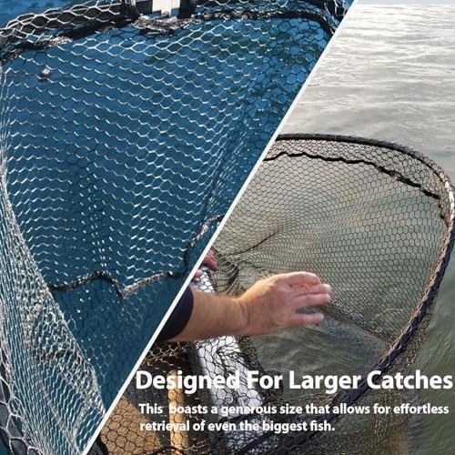 Rubber Coated Replacement Fishing Net Hook Resist Large Deep Fish Net Mesh