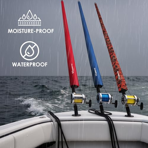 Neoprene Fishing Rod Sleeve Rod Socks for Fishing Poles Sleeve Rod Cover Rod Protector for Casting Spinning Trolling Fishing Rod Storage Durable (60" / Dark Blue 2PCS)
