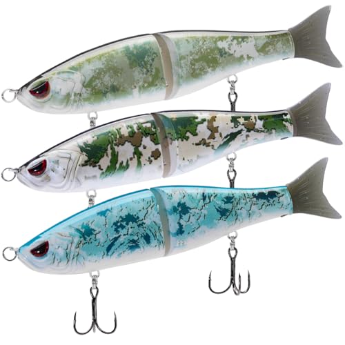 SwimShad Glide Baits Jointed Swimbait Bass Pike Salmon Trout Muskie Fishing Lure (Grunge Camo + Highland + Ocean Digital / 4.5in/0.65oz)