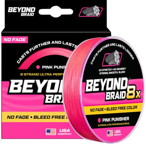Braided Fishing Line (Pink Punisher 8X - No Fade / 30LB (150 Yards))