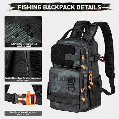 Fishing Backpack with Rod Holder (Camo-87pcs)