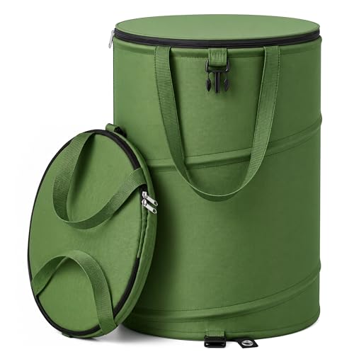 27 Gallon Collapsible Outdoor Trash Can Recycle Bin with Zipper Lid (27 Gallons-With Lid)