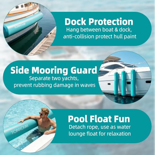 6.5FT 10FT Heavy Duty Inflatable Boat Fenders (Lake Blue - Gray / 6.5' x 14")
