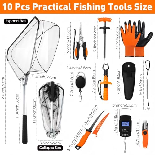 10 Pcs Fishing Tool Kit (Orange)