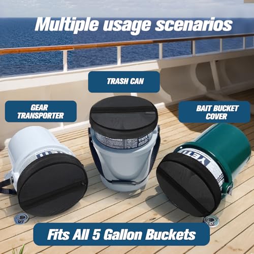 5 Gallon Bucket Lid Boat Trash Can Cover Converter with Mesh Opening for Fishing Bucket