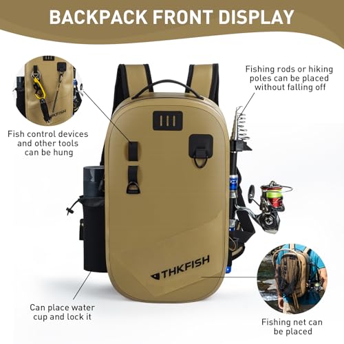 IPX8 Waterproof Fishing Backpack with Rod Holder (Brown)