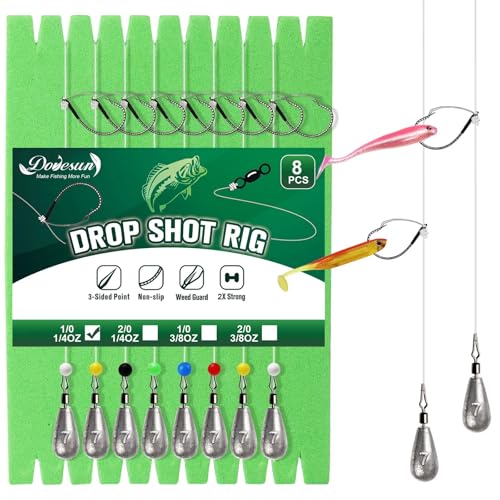 8PCS Ready Tied Drop Shot Rigs for Bass Fishing Drop Shot Hooks Fishing Rig with Drop Shot Weights 1