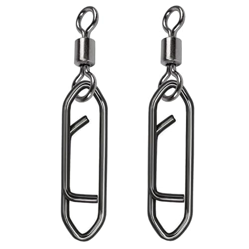 Stainless Steel Fishing Swivels Lure Tackle Clips Snap Swivels Strength Barrel Saltwater Swivel Fishing Rolling Black Nickel