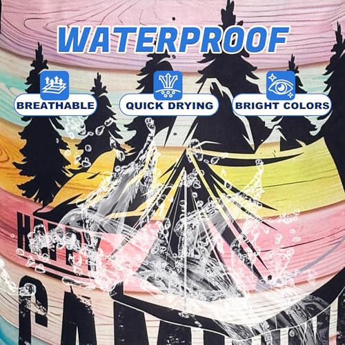 Happy Camping Laundry Basket Mountains Forest Oxford Cloth Laundry Hamper (Happy Camping)