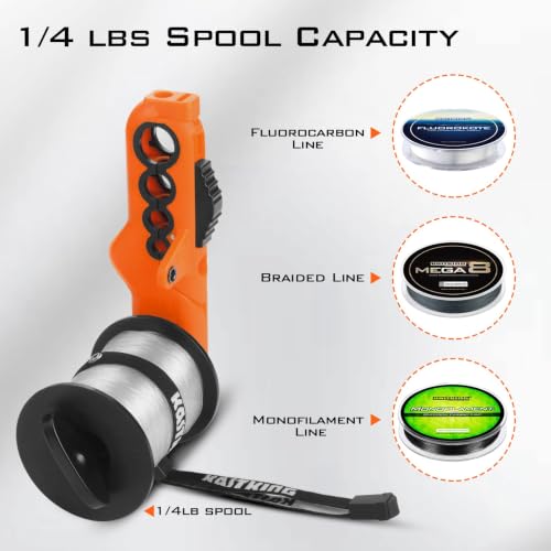 Kalibrate Patented Fishing Line Spooler with Scissors (F: Line Spooler & Scissor - Orange)