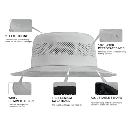 Laser Mesh Cooling Outdoor Bucket Hat (7 3/4 / Grey)