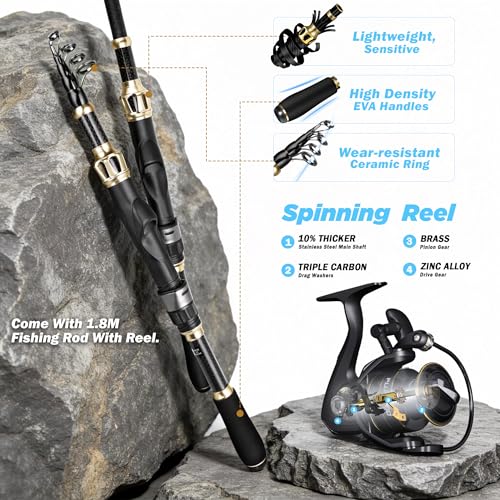Fishing Gear Fishing Backpack with Fishing Rod (Fishing Backpack with Fishing Rod and reel combo fishing gear)