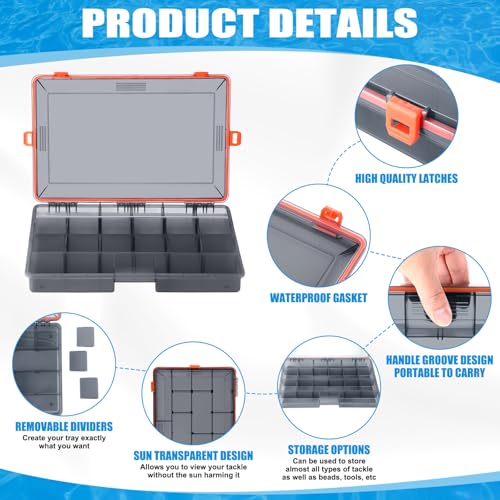 6 Pack Fishing Tackle Box Waterproof 3700 Tackle Tray (Orange / 3700)