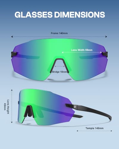 Rimless Running Cycling Sunglasses for Men Women UV400 (Green)