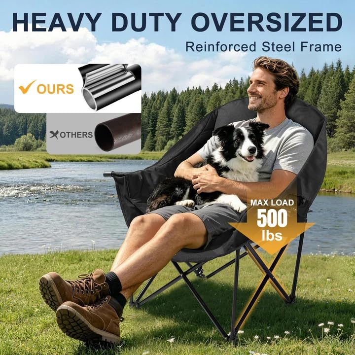 Oversized Camping Chair for Adults (Black)