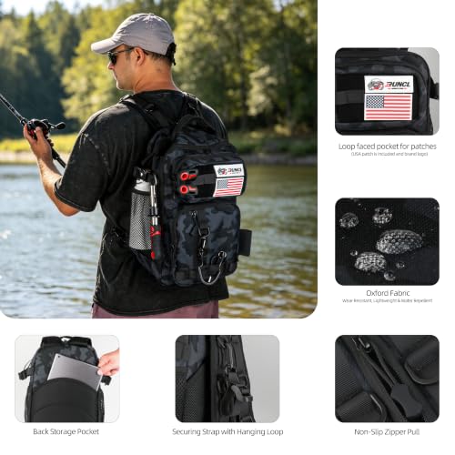 Tactical Fishing Backpack (Black Camo)