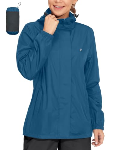 Women's Packable Waterproof Rain Jacket Classic Blue S (Small / Classic Blue)