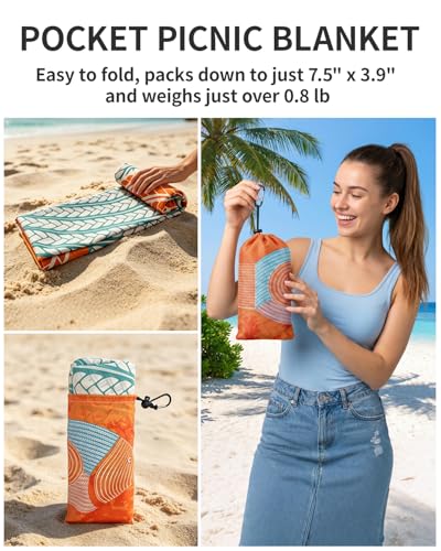 Beach Blanket Waterproof Sandproof 83x79IN (Orange / 79" X 83"（1-4person）)