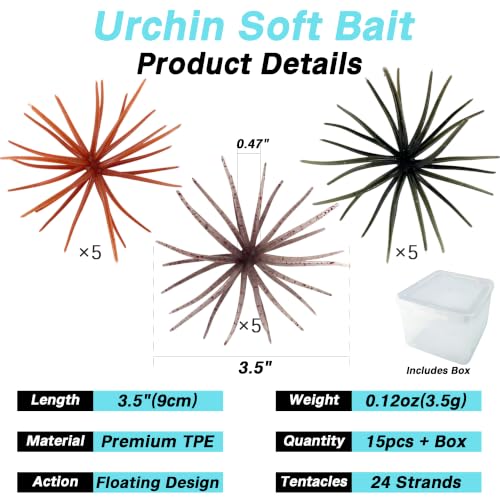 Urchin Bait for Bass Fishing (Classic Bass Mix - 3.5" - 15PCS)