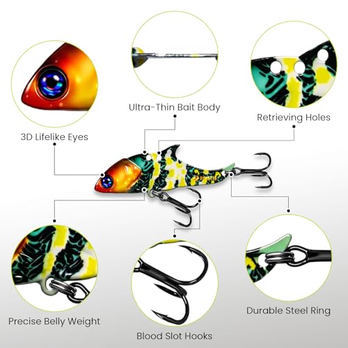 HYJL Micro Hard Blade Baits (6 pcs Micro Metal Blade Baits)