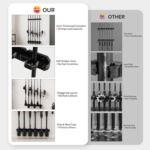 Heavy Duty Fishing Rod Storage Rack (BLACK)