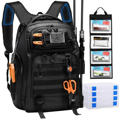 50L Fishing Backpack with 4 Tackle Boxes (C: 50L Backpack with (4) 3600 Tackle Boxes)
