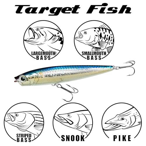Gunfish 95NF Top Water Bass Fishing Lures (386 Blue Pink Sardine RT (Red Tail))