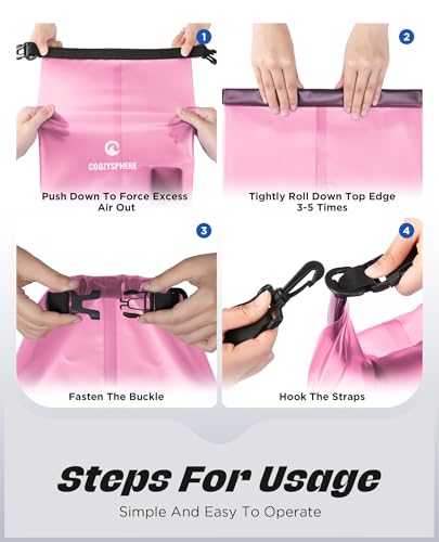 Waterproof Small Dry Bag with Phone Case & Emergency Whistle 5L (Rose Red / 5L)