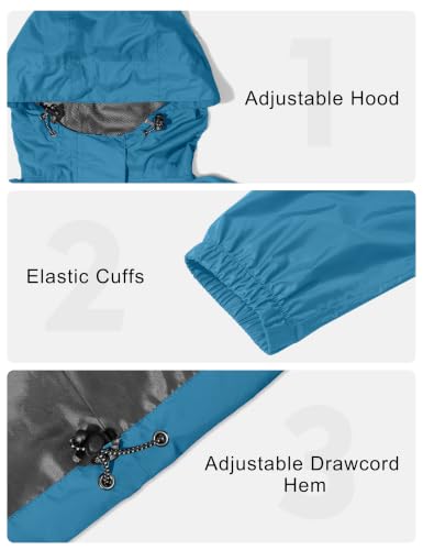 Women's Packable Waterproof Rain Jacket Teal Blue XL (X-Large / Teal Blue)