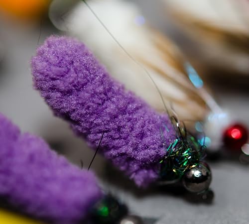 36 Premium Hand Tied Mop Flies Assortment with Waterproof Fly Box (36 Tungsten Mop Flies with Fly Box)