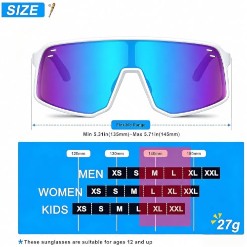 Sunglasses for Men Women (White &Ice Blue Lens)