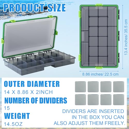 6 Pack Fishing Tackle Box Waterproof 3700 Tackle Tray (Green / 3700)