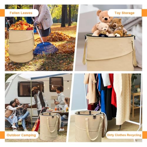 Collapsible Trash Can Pop Up Garden Waste Bag 24 Gallon Yard Waste Bag Reusable Lawn and Leaf Bin Camping Waste Bin