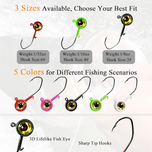 100 Piece Complete Crappie Tackle Kit (20pcs 1/8oz Jig Heads + 80pcs Soft Lures Combo)