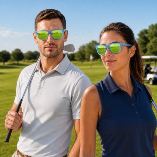 Polarized Golf Sunglasses and Hiking Sunglasses for Men Women (Blue / Gold Mirror)