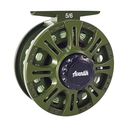 HVCE Graphite Fly Reel Center Drag System Classic III Graphite Large Arbor Sizes 3 (5/6 / With Line)