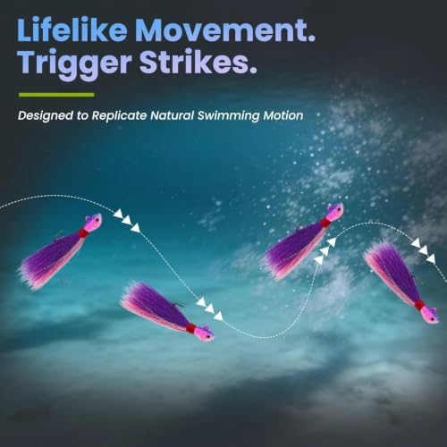 Bucktail Jigs 3Pcs Hair Jig Lure Hooks (pink purple / 1/2oz_3pcs)