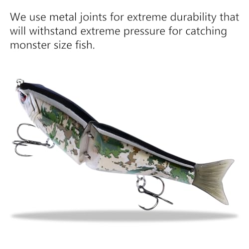 SwimShad Glide Baits Jointed Swimbait Bass Pike Salmon Trout Muskie Fishing Lure (Grunge Camo + Highland + Ocean Digital / 4.5in/0.65oz)