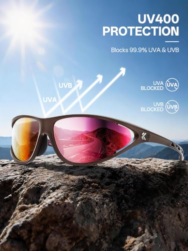 Polarized Sports Sunglasses for Men Women (02a Pink)