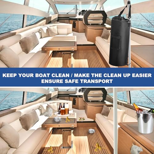 Waterproof Boat Trash Can with 6 Clips (Black)