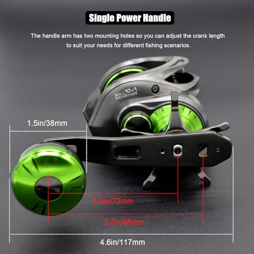 Carbon 380 Baitcasting Fishing Reel (Power Handle - 7.2:1 - Right Hand)