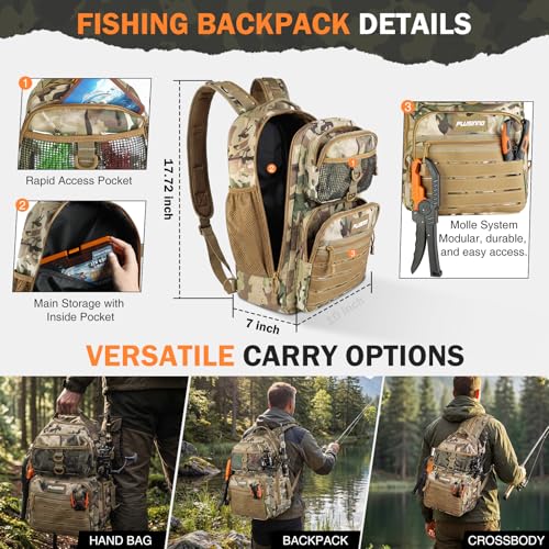 Fishing Gear Fishing Backpack with Fishing Rod (Orange rod)