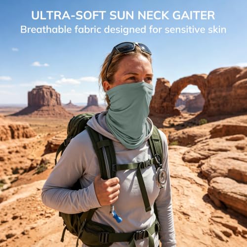 Unisex UPF 50+ Bamboo Viscose Neck Gaiter 2 Pack (Oil Grey/Sage)