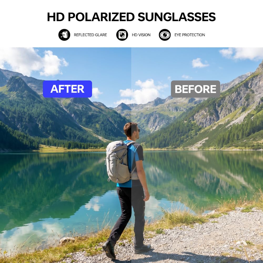 Polarized Running Sunglasses for Men Women Ultra (Elegant Black Blue)